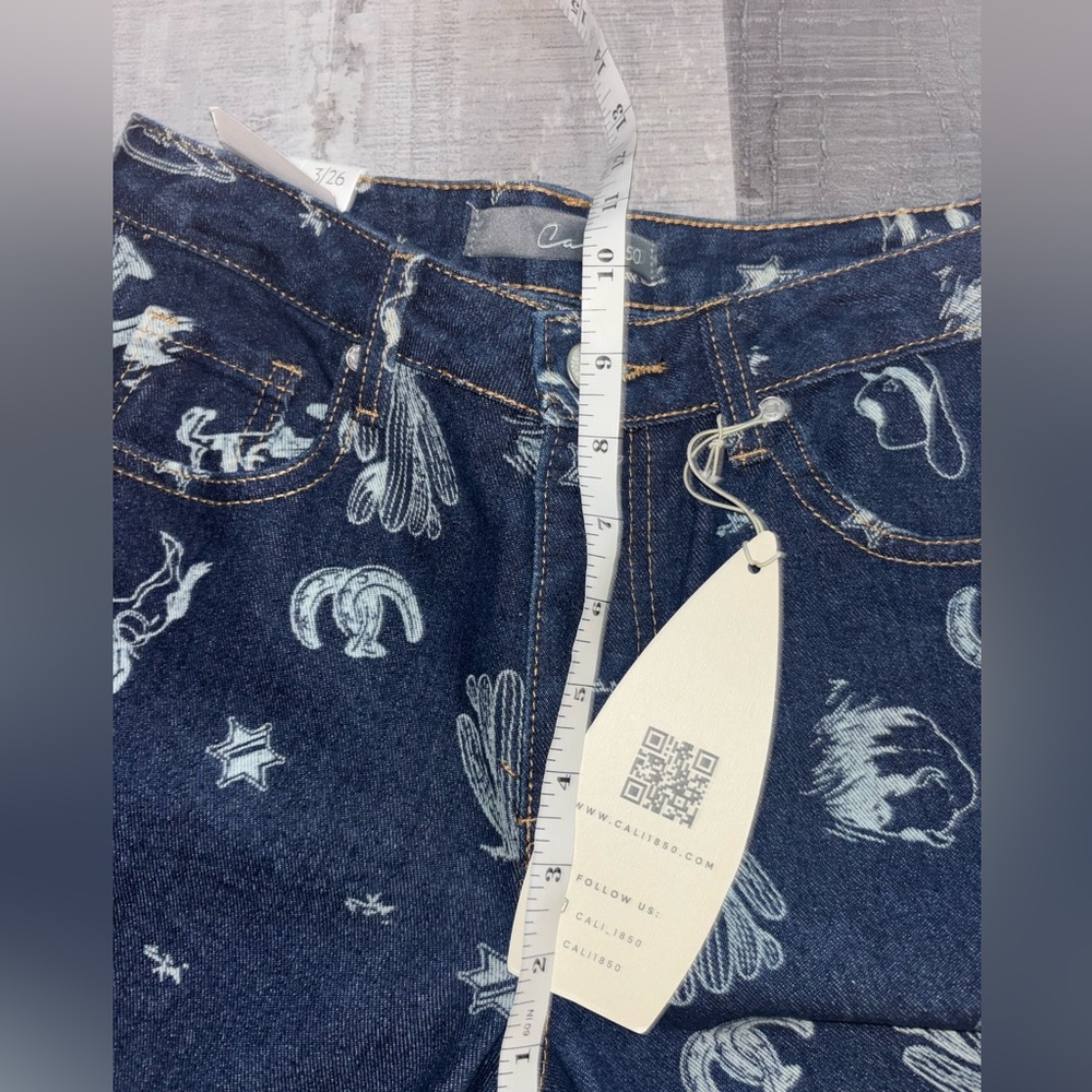 🤠NWT Cali 1850 Western Wide Leg Blue Jeans - Picture 9 of 10